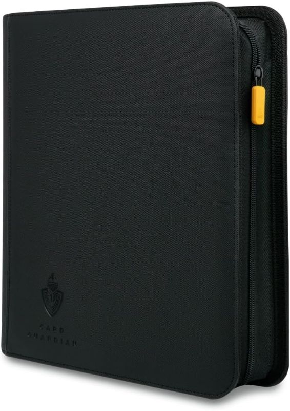 Photo 1 of Card Guardian - Toploader 4 Pocket Premium Binder with Zipper for 160 Cards - Side Loaded Pockets - Compatible with Sports and Trading Cards TCG (Black)

