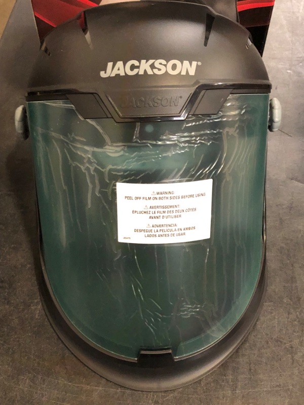 Photo 1 of Jackson Safety Lightweight MAXVIEW Premium Face Shield - Mask with 370 Speed Dial Ratcheting Headgear, ANSI Z87.1, for Work, Grinding, Cutting - Anti Fog Coating - Clear Tint
