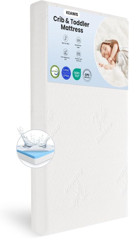 Photo 1 of Memory Foam Crib & Toddler Mattress: Dual-Sided Soft Cribs mattresses for Waterproof - 52" x 27.6" x 5" - Breathable - Bamboo Toddler Bed Mattress Fits Baby and Kids
