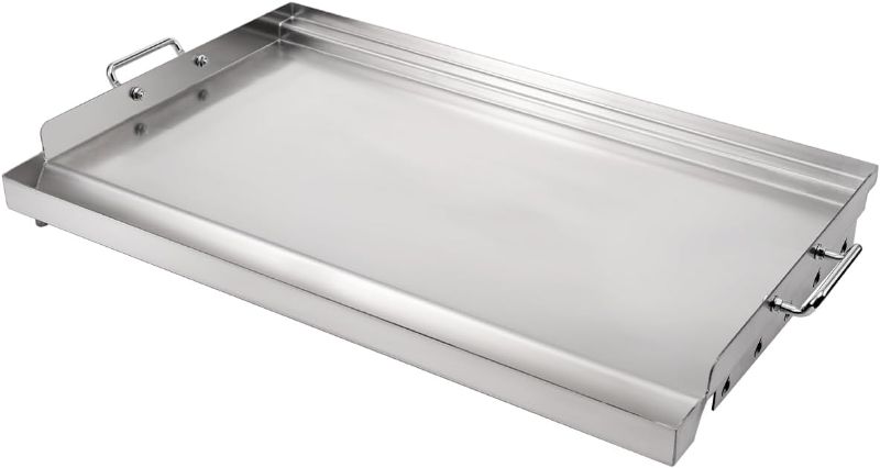 Photo 1 of LotFun 25" x 16" Stainless Steel Cooking Griddle for Outdoor Gas Grill, Universal Griddle Flat Top Plate Insert with Grease Groove and Removable Handles for Electric/Charcoal/Gas Grill, Camping,Party
