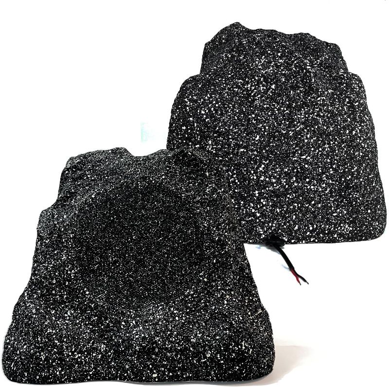 Photo 1 of Herdio 8" Outdoor Rock Passive Speakers 600 Watt,IPX7 Waterproof,Hardwired, for Pool,Garden,Deck,Outdoor Activities (Black,Pair)
