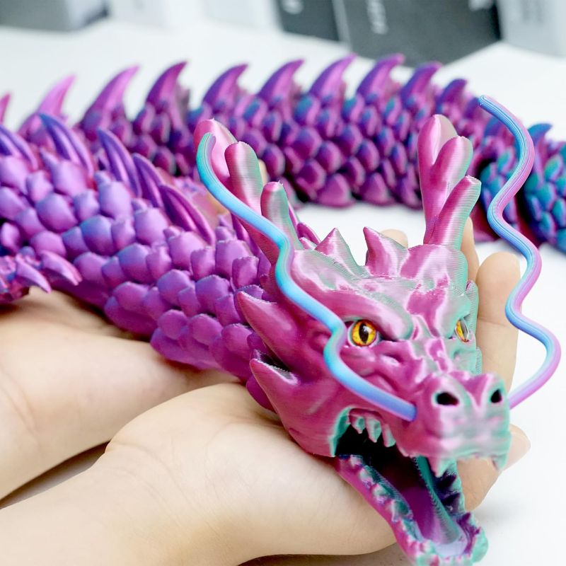 Photo 1 of 47.3inch Super Large 3D Printed Dragon Models,Flexible Joint Animal lacertid Figurines, 3D Printing Stuff Cheap,Stress Relief, Fidget restlessness, ADHD Toys, Surprise Fantasy Gifts (33.5inch)
