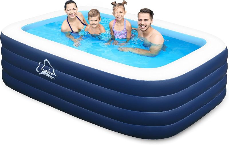 Photo 1 of Inflatable Swimming Pool with 4 Air Chambers?99"x60"x28" Heavy Duty Deepened and Thickened Kids Pool, Swimming Pool for Adults Kids Family, Blow up Pool for Backyard, Garden,Outdoor

