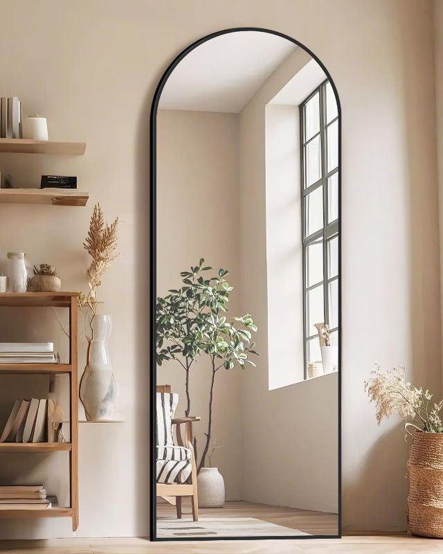 Photo 1 of 58"x19"Floor Mirror Full Length,Arched Full Length Mirror with Stand,Full Body Mirror,Hanging or Large Leaning for Bedroom Living Room Black
