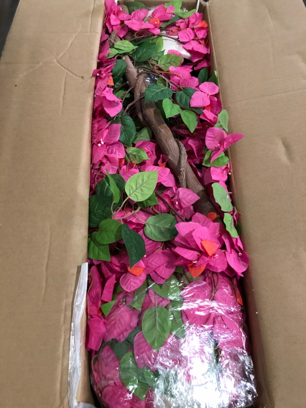 Photo 1 of Romantic Season 2 Pack Artificial Bougainvillea Tree, 4FT Faux Silk Bougainvillea Plant with Pot for Indoor Outdoor Decor, Tall Fake Tropical Tree for Home, Office, Patio, Balcony, Wedding Decoration
