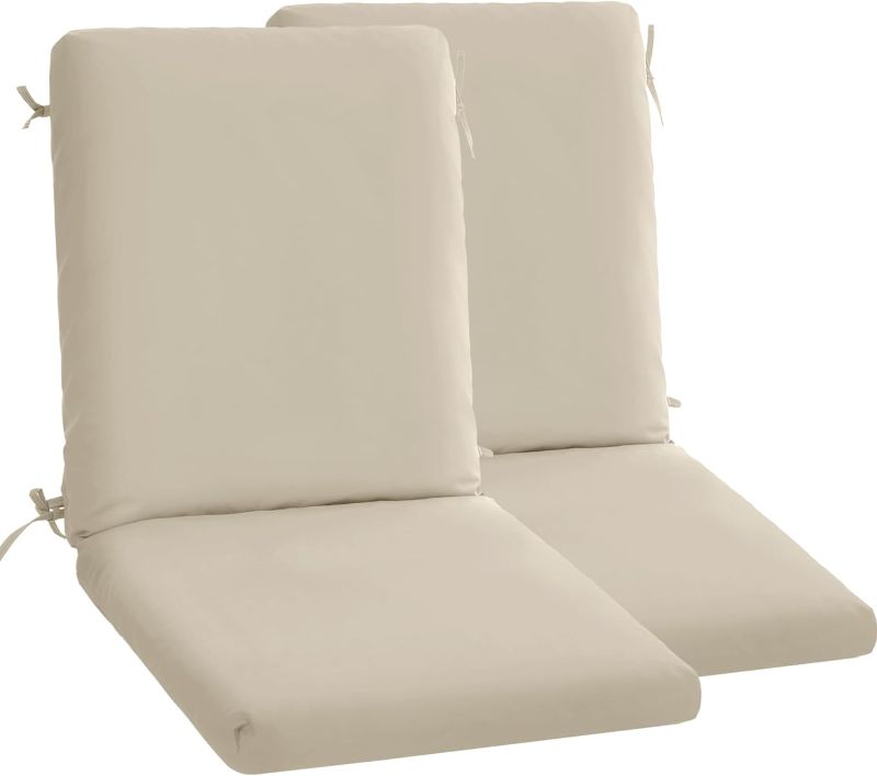 Photo 1 of High Back Outdoor Chair Cushions Set of 2-44''x20'' Patio Dining Chair Cushions with Waterproof, Fade-Resistant, Removable & Machine-Washable Covers, Cream
