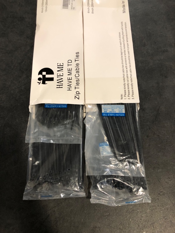 Photo 1 of Cable Zip Ties,400 Pack Black Assorted Sizes 12+8+6+4 Inch,Multi-Purpose Self-Locking Nylon Cable Cord Management ,Plastic Wire Ties for Home,Office,Garden,Workshop. By HAVE ME TD
