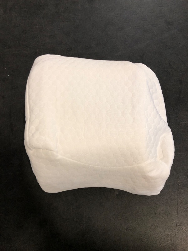 Photo 1 of Memory Foam Knee Pillow, Sleeping Leg Pillow, for Side Sleepers & Pregnant Women - for Spinal Alignment, Relief Sciatica, Knee, Back, Leg & Hip Pain, with Washable Cover & Travel Bag, White
