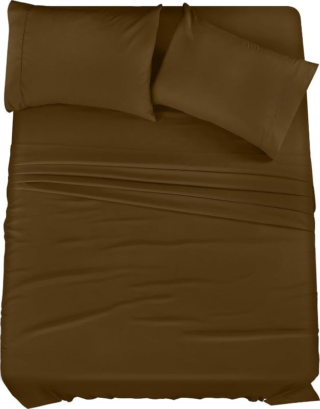 Photo 1 of Utopia Bedding Queen Sheet Set – 4 Piece Bed Sheets for Queen Size Bed, Soft and Breathable Microfiber, Includes 1 Fitted Sheet, 1 Flat Sheet and 2 Pillowcases (Mocha)
