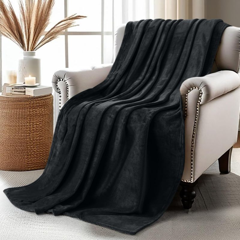 Photo 1 of Utopia Bedding Black Fleece Blanket Throw Size Lightweight Fuzzy Soft Anti-Static Microfiber Bed Blanket (60x50 Inch)