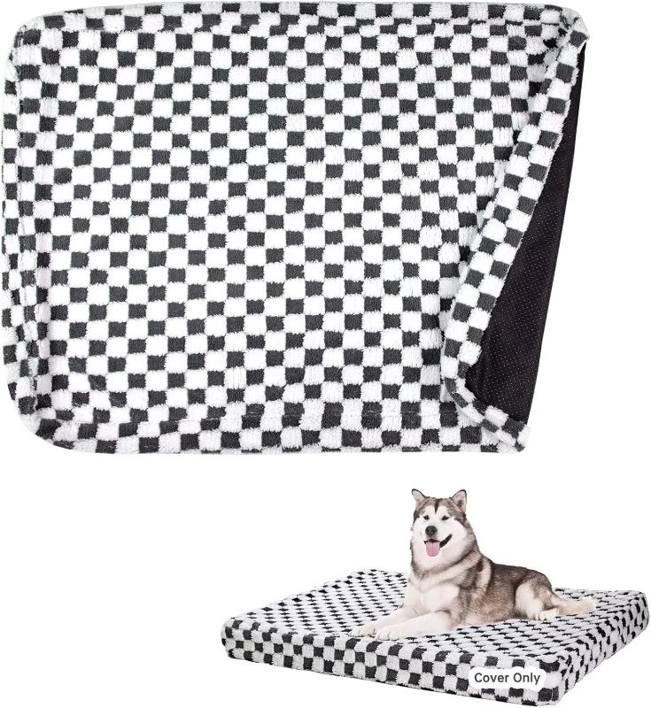 Photo 1 of Paw Legend Large Dog Bed Covers with Zipper 54"x44"x4" Replacement Washable Removable Pet Bed Covers for Dog Soft Plush Dark Grey Cover Only
