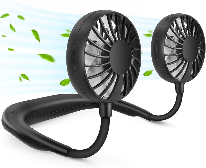 Photo 1 of RJVW Portable Neck Fan, Hand Free Personal Hanging Neck Sports Fan USB Rechargeable (3 Speed Adjustable) Wearable Cooling Head Fan,360 Degree Free Rotation for Traveling, Sports, Office, Reading
