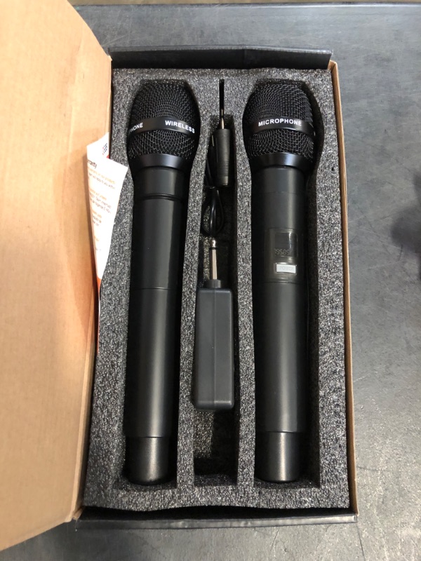 Photo 1 of Wireless Microphones, Wireless Microphone with One-to-One Chip Connection, 40H Rechargeable Battery, 200FT Range, Plug and Play, Ergonomic Design,Less Latency Microphone for Singing, Speech, Party
