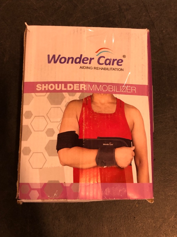 Photo 1 of Size 1 27"- 30" Wonder Care-Left Right Shoulder Immobilizer Arm Sling Elastic Brace for Clavicle Collar Bone Dislocation Subluxation Shoulder stabilizer Compression Brace After Rotator Cuff Surgery - Black-Size 1
