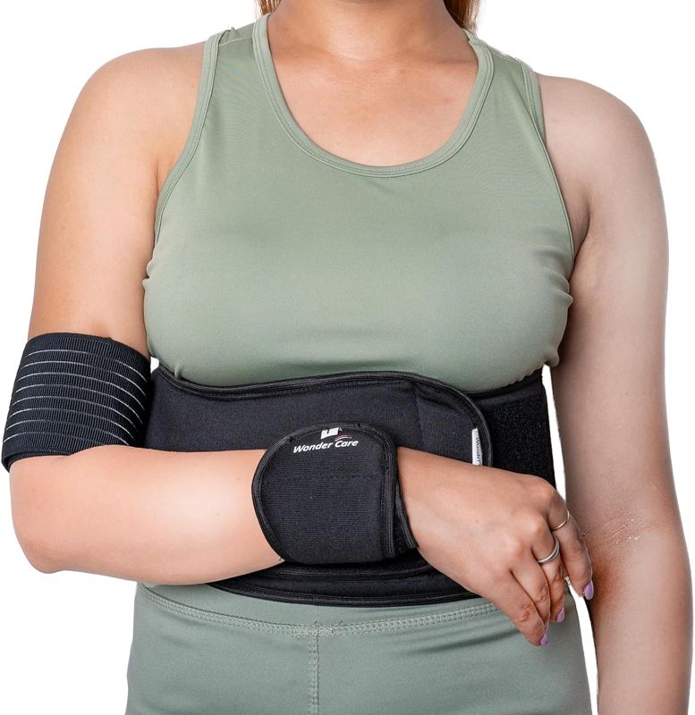 Photo 1 of Size 1 27"- 30" Wonder Care-Left Right Shoulder Immobilizer Arm Sling Elastic Brace for Clavicle Collar Bone Dislocation Subluxation Shoulder stabilizer Compression Brace After Rotator Cuff Surgery - Black-Size 1
