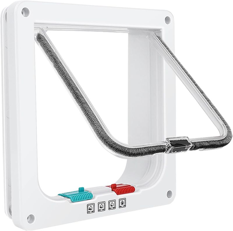 Photo 1 of Thin Cat Door for Windows, Pet Doors and Sliding Door, Safety Pet Door with 4 Way Lock, Weatherproof Cat Flap for Thin Door and Wall(Medium, 7.7 * 7.5 * 0.78in)
