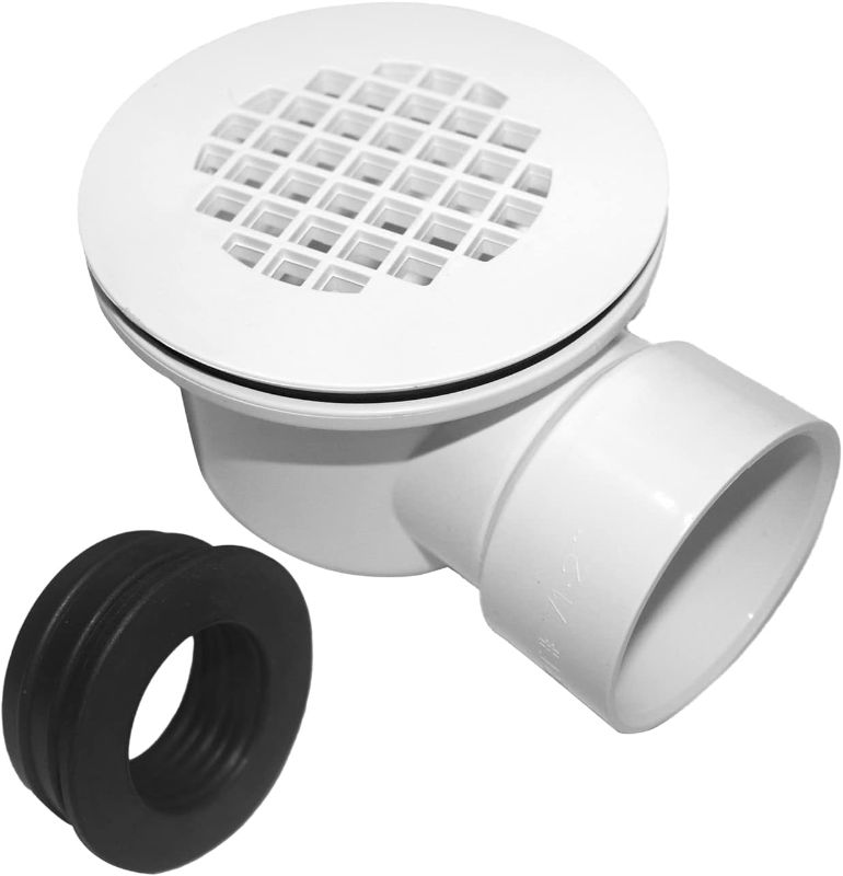 Photo 1 of PVC 2''Side Outlet Drain Assembly for Low Profile Shower Drain Trap and Shower Base Drain.