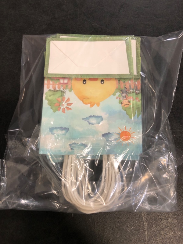 Photo 1 of JOYGATHER Farm Animals Party Favors Bags with Handles, Cute Goodie Gift Candy Treat Kraft Paper Bags with 6 Different Types for Birthday Baby Shower Party Supplies
