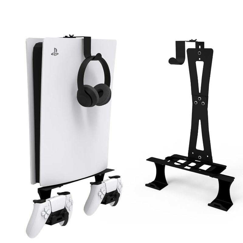 Photo 1 of ZHSX Wall Mount for Ps5 Models,Ps5 Shelf Playstation Wall Mount Compatible with Ps5?Ps5 Pro and Ps5 Slim Disc Adjustable Length and Width Holds Two Controllers
