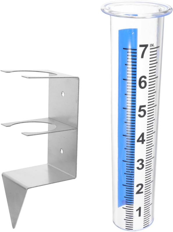 Photo 1 of UPKOCH Stainless Steel Rain Gauge for Garden and Patio Outdoor Rain Measurement Tool with Stake Accurate Rainfall Measuring Device for Lawn and Farm
