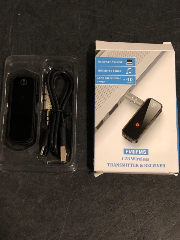 Photo 1 of Bluetooth 5.0 Adapter 3.5mm Jack Aux Dongle, 2-in-1 Wireless Transmitter Receiver for Car,TV Audio,Headphones,Speakers,Projector
