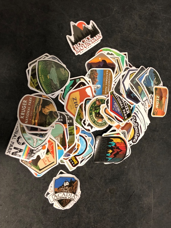 Photo 1 of 100 PCS National Park Waterproof Vinyl Travel Sticker Decals, Outdoor Adventure Hiking Nature Camping Wilderness Stickers
