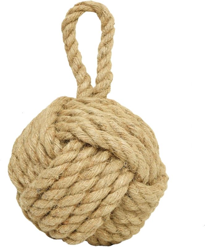 Photo 1 of Pomeat Decorative Door Stoppers Rope Knot Nautical Weighted Decorative Door Stop, Heavy Duty Doorstopper Cute Doorstop for Window Wedge, Bookend 6.25 inch (Natural Jute)
