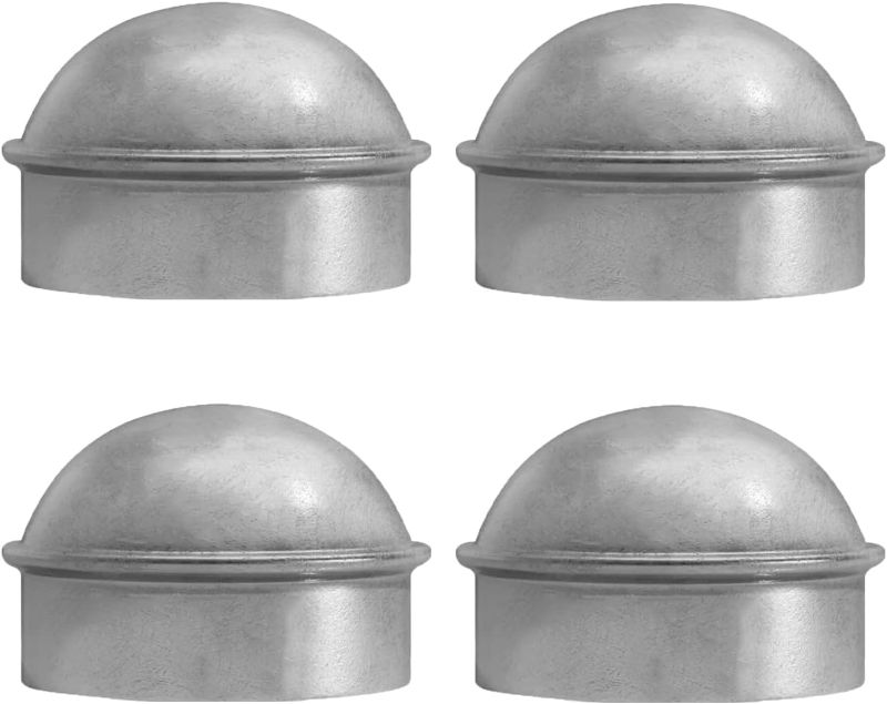 Photo 1 of [Pack of 4] 2-7/8" Chain Link Fence Post Cap, Galvanized Steel Fence Terminal Post Caps for 2-7/8" OD Post/Pipe.
