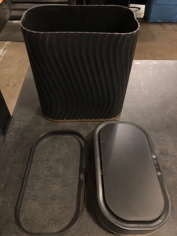 Photo 1 of Bathroom Trash can with Automatic Touchless Lid, 2.6 Gallon Black Motion Sensor Small Garbage Can, Slim Waterproof Smart Trash Bin for Bedroom, Office, Living Room
