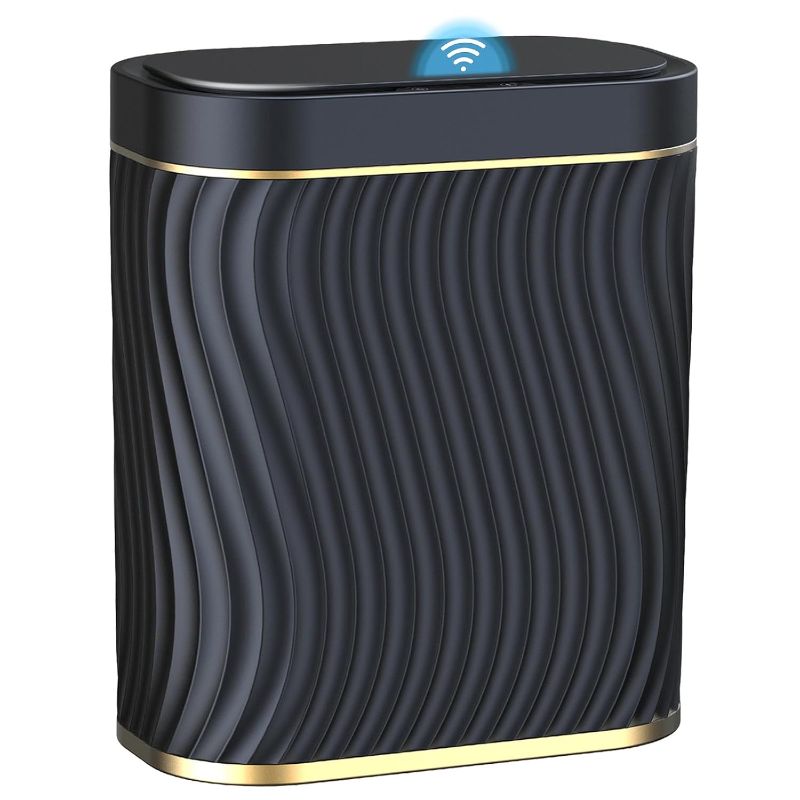 Photo 1 of Bathroom Trash can with Automatic Touchless Lid, 2.6 Gallon Black Motion Sensor Small Garbage Can, Slim Waterproof Smart Trash Bin for Bedroom, Office, Living Room
