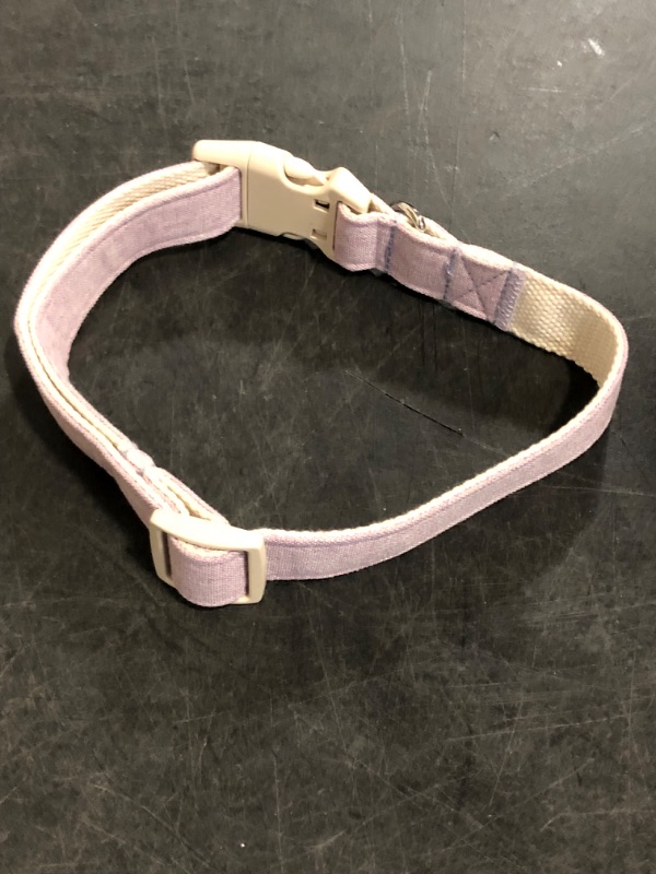 Photo 1 of (M) DOGWONG Cotton Hemp Dog Collar, Heavy-Duty Purple Dog Collar Adjustable Soft Natural Fabric Pet Dog Collar Cute Wedding Puppy Necklace
