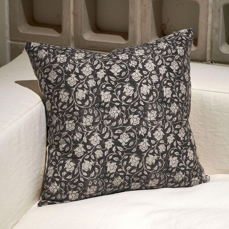 Photo 1 of DOMVITUS Floral Pillow Covers 20x20, Throw Pillows for Couch, Floral Print Pillow Cover, Decorative Neutral Accent Throw Pillow Covers for Living Room, 1PC, Black
