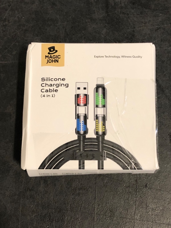 Photo 1 of MAGIC JOHN 240W 4 in 1 Charging Cable, 6.6FT USB C to Lightning Cable [MFi Certified], Multi Chargers for All Devices, Chubby USB A/C to C/Lightning with Light for iPhone/MacBook/iPad/Samsung/Switch 2
