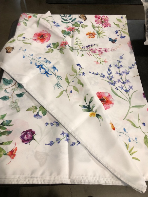 Photo 1 of Spring Floral Tablecloth, Fabric Easter Coloring Rectangle Table Cloth For Spring Dining Room Easter Decorations, Waterproof Wrinkle Free Spring Floral Tablecloth Rectangle 60 X 102 Table Cover
