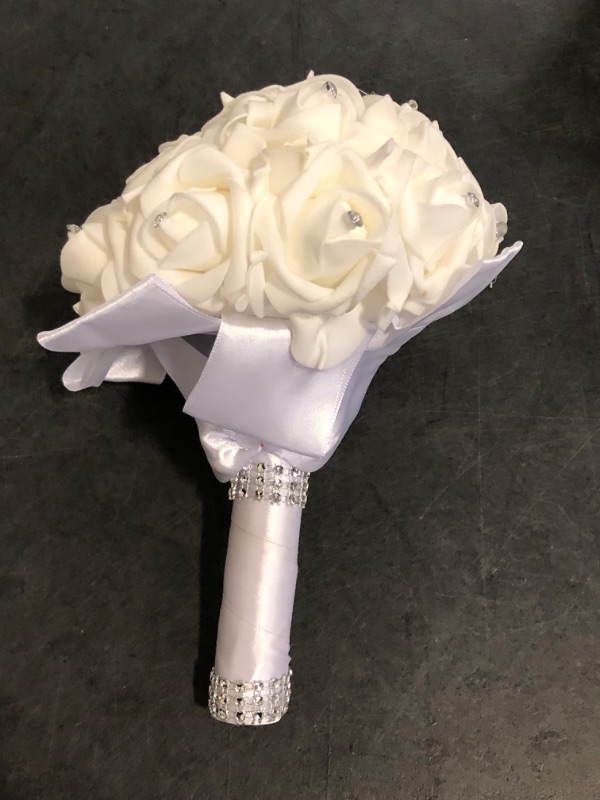 Photo 1 of  Foam Roses Artificial Flower Wedding Bride Bouquet Party1 (White+White)
