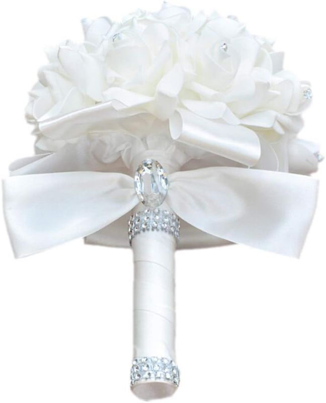 Photo 1 of Foam Roses Artificial Flower Wedding Bride Bouquet Party1 (White+White)