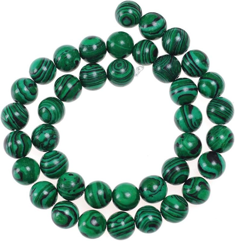 Photo 1 of Natural Stone Beads 4mm Malachite Gemstone Round Loose Beads Crystal Energy Stone Healing Power for Jewelry Making DIY,1 Strand 15"