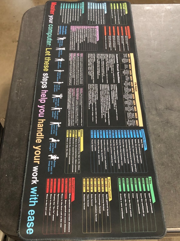 Photo 1 of Waterproof Mouse pad—Excel Cheat Sheet Desk pad—Contains 9 major Excel function modules and common functions—Large XL Mouse pad Gaming|Desk mat for Keyboard and Mouse|Computer mat with excel Shortcuts
