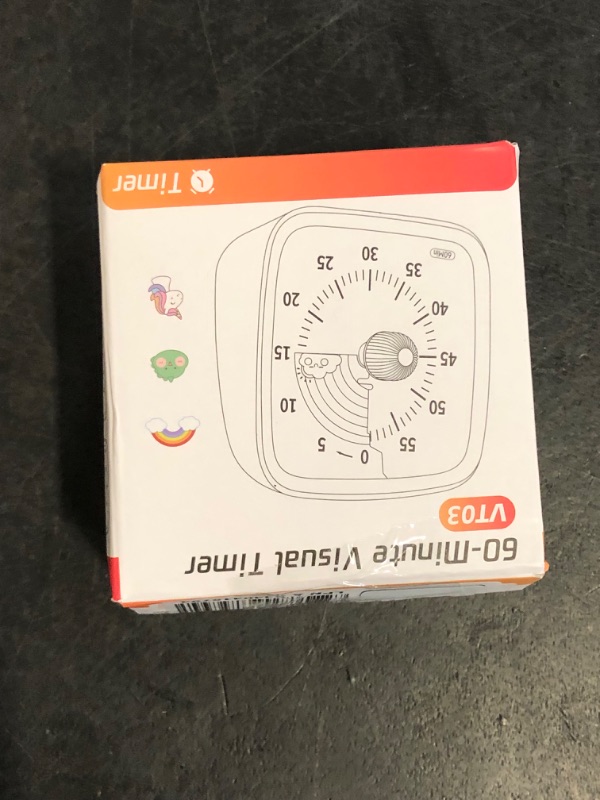 Photo 1 of 60-Minute Visual Timer with Night Light, Countdown Timer for Classroom Home Kitchen Office, Pomodoro Timer with Rainbow Pattern for Kids and Adults (White)
