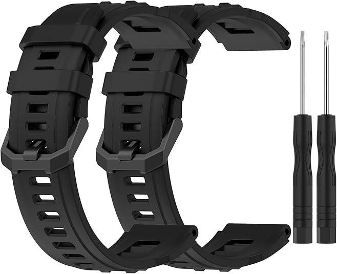 Photo 1 of 2Pcs Silicone Watch Bands Compatible with Amazfit T-Rex Ultra Smartwatch Band Strap Soft Rubber Replacement Wristband Breathable Sweat-Proof Sport Strap
