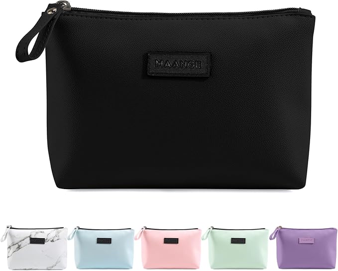 Photo 1 of Cosmetic Bags for Women Small Makeup Bag for Purse Pu Leather Makeup Pouch Travel Makeup Bag with Zipper Make Up Bag for Travelling