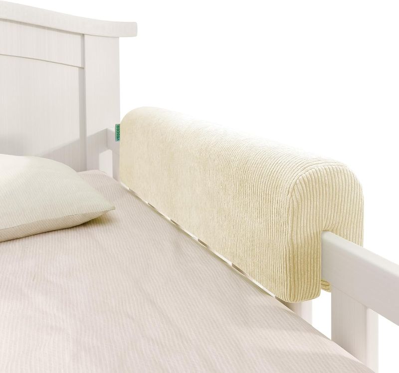 Photo 1 of Bed Rail Bumpers Protector, Hospital Bed Rails Padding, Loft Beds and Bunk Beds Bumpers Protector, Premium Soft Memory Foam - Anti-Bump | Fall Prevention, Size 35.4 x 5.5 x 7.9 Inches, Beige
