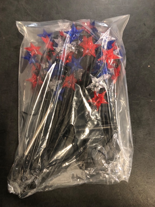 Photo 1 of 4th of July Decorations Solar Garden Lights, Outdoor Red Blue White Star Solar Lights, Waterproof Patriotic Decor with 20 LED 2 Lighting Modes for Independence Day Memorial Day, 4 Pack
