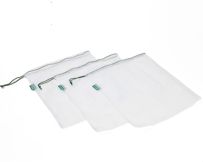 Photo 1 of Earthwise Reusable Mesh Produce Bags - Washable Set of 4 Premium Bags, TRANSPARENT Lightweight, Strong SEE-THROUGH Mesh for shopping, transporting and storing fruits and veggies.
