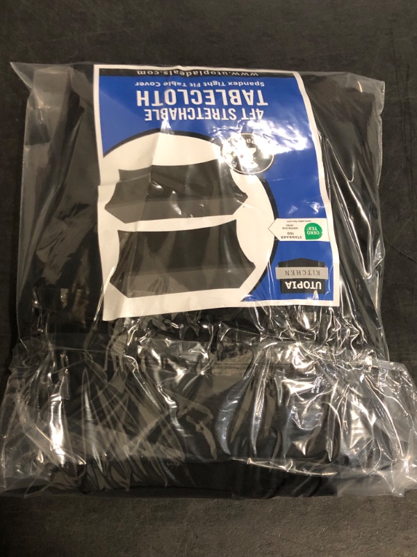 Photo 1 of One used One Not** Utopia Kitchen Spandex Tablecloth 2 Pack [4FT, Black] Tight, Fitted, Washable and Wrinkle Resistant Stretch Table Cloth Rectangle Cover for Trade Show, Weddings & Parties [48Lx30Wx30H Inch]
