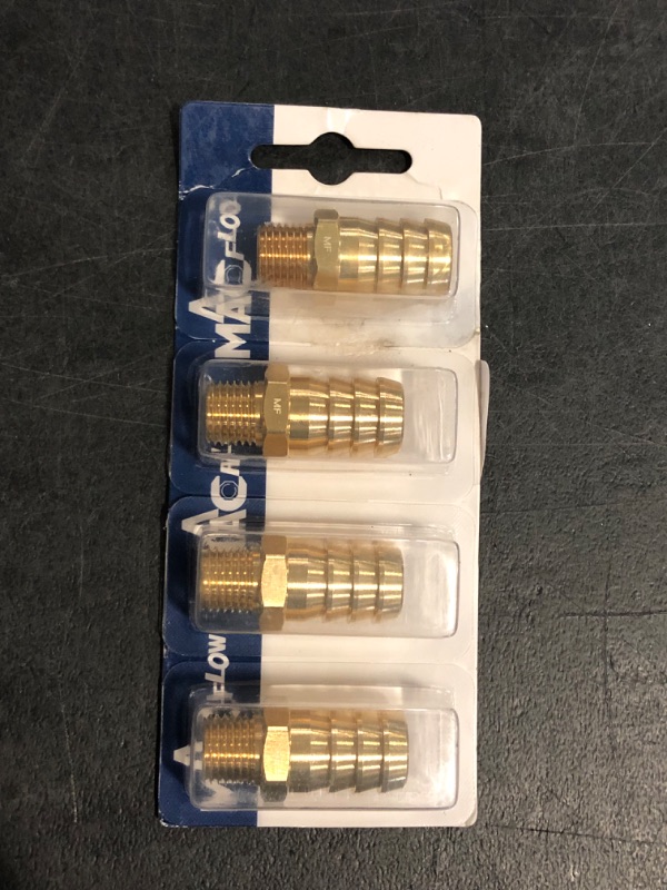 Photo 1 of Pack of 4 Brass Hose Barb Fittings Adapter Connector 5/8" Hose Barb to 3/8" NPT Male Fittings for Home Machines, Massage Bathtubs, and Irrigation Systems

