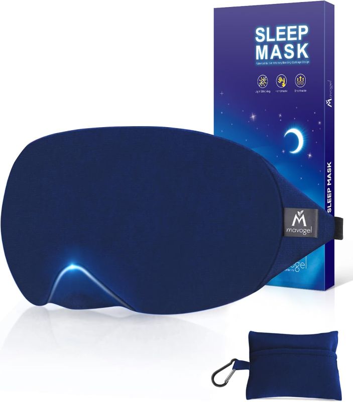 Photo 1 of Mavogel Cotton Sleep Mask - 100% Handmade, Light Blocking Sleep Eye Mask with Updated Bending Nose Design, Soft Sleeping Mask for Women Men, for Sleep/Office/Naps, Includes Travel Pouch (Starry Blue)
