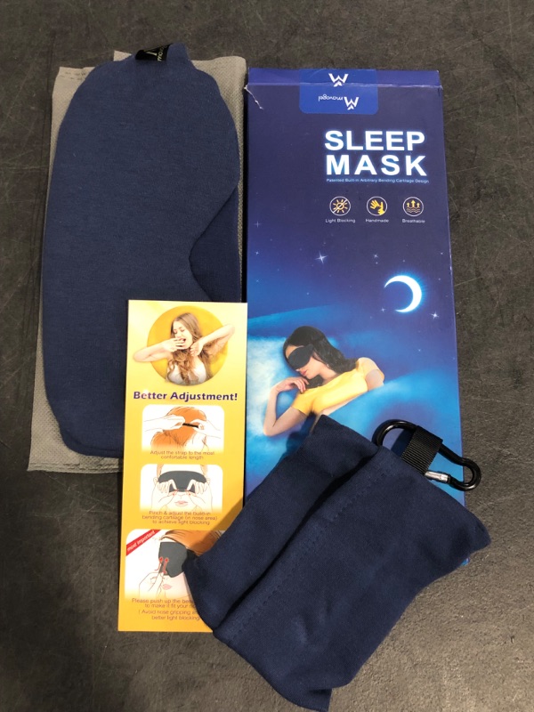 Photo 1 of Mavogel Cotton Sleep Mask - 100% Handmade, Light Blocking Sleep Eye Mask with Updated Bending Nose Design, Soft Sleeping Mask for Women Men, for Sleep/Office/Naps, Includes Travel Pouch (Starry Blue)
