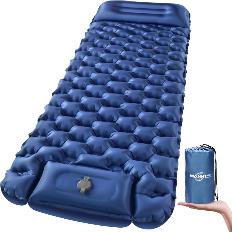Photo 1 of WANNTS Sleeping Pad, Ultralight Inflatable Sleeping Pad for Camping, Built-in Pump, Ultimate for Hiking - Airpad, Carry Bag,-Compact & Lightweight Camping pad(Blue)
