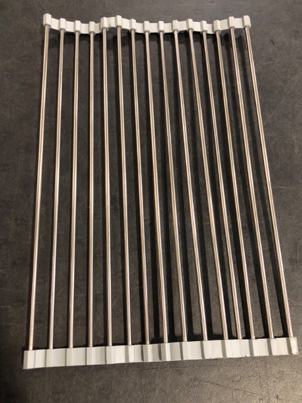 Photo 1 of Dish Drying Rack, Adjustable Over Sink Dish Drying Rack for Kitchen, 10"-20" Foldable Sink Rack to Dry Dishes & Drain Items, Stainless Steel Over Sink Cover Drying Mat